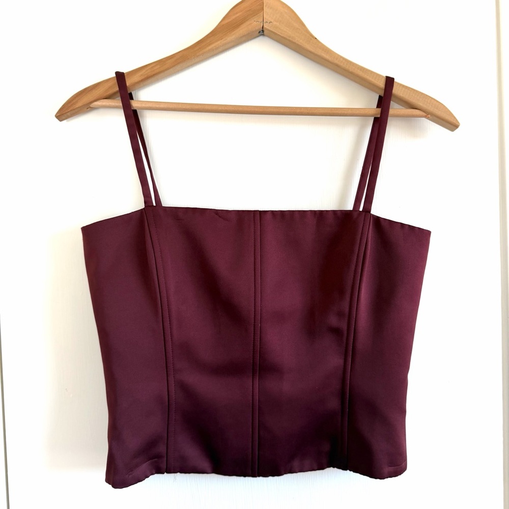VTG 90s Compliance Alliance Burgundy Women's Top Size 6 Satin Spaghetti Strap